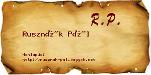 Rusznák Pál névjegykártya